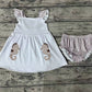 Pre-order Baby Girl Short Sleeves Sea Horse Tops Stripes Bummies Shorts Set