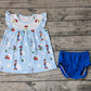 Baby Girl Toys Tops Blue Cotton Bummie Shorts Set