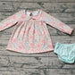 Baby Girl Long Sleeves Flower Tunic Blue Bummies Set