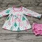 Baby Girl Christmas Trees Tops Pink Bummies Set