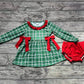 Baby Girl Long Sleeves Green Checkered Tunic Red Bummies Christmas Set