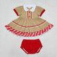 Baby Girl Short Sleeves Christmas Gingerbread Sibling Set Clothes Dress