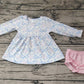 Baby Girl Long Sleeves Blue Bows Flower Tunic Bummie Set