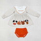 Baby Boy Girl Long Sleeves Halloween Plaid Cartoon Tops Pants Sibling Clothes Set
