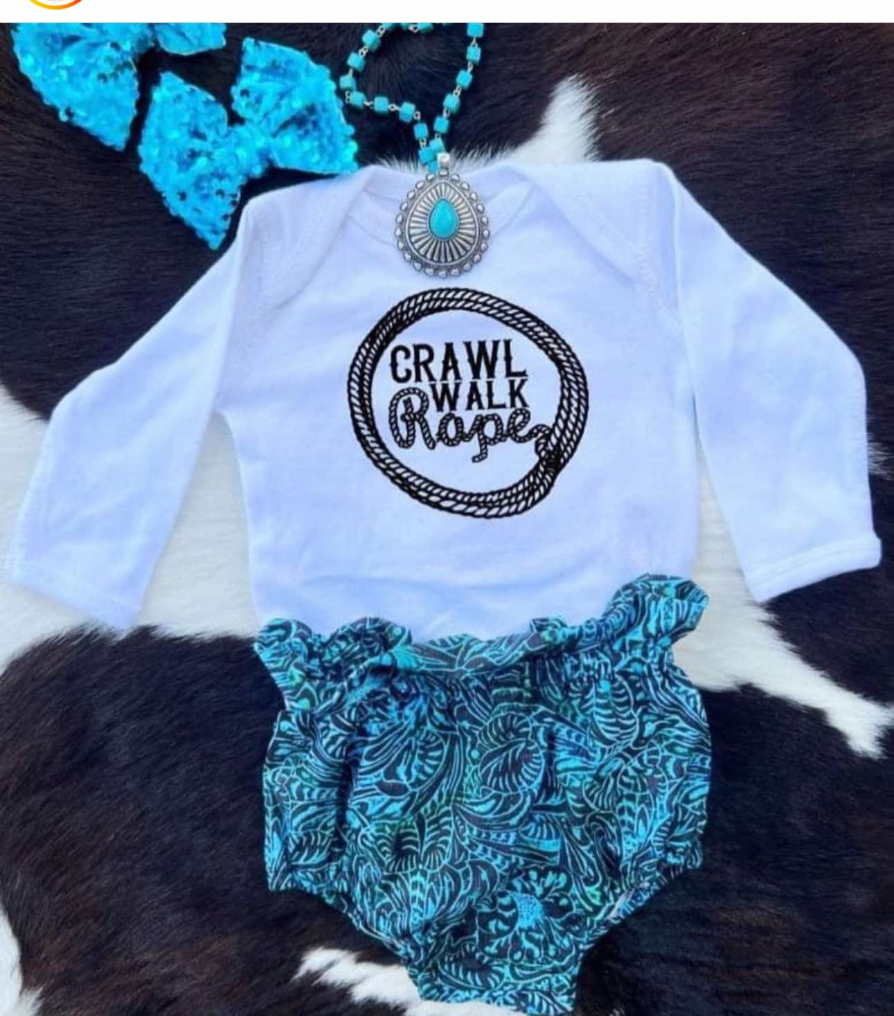Pre-order Baby Girl Western Cowgirl Shirt Bummie Clothes Set
