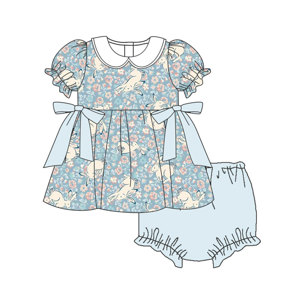 Pre-order Baby Girl Easter Bunny Bows Tops Bummie Clothes Set
