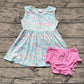 Baby Girl Sleeveless Shark Tunic Pink Cotton Bummies Clothes Set RTS