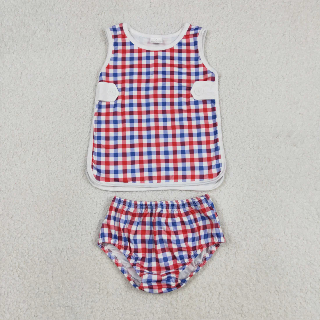 Sibling Baby Boys Girls Kids Plaid Tops Bummie Shorts Sets Summer Clothes RTS