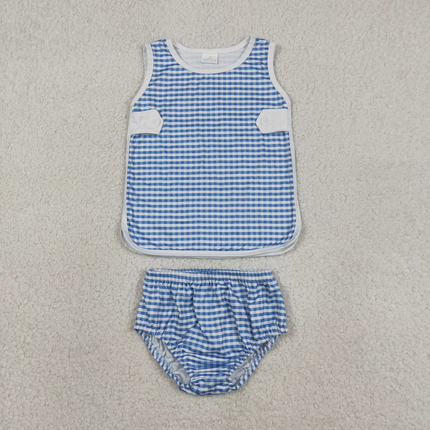 Sibling Baby Boys Girls Kids Plaid Tops Bummie Shorts Sets Summer Clothes RTS