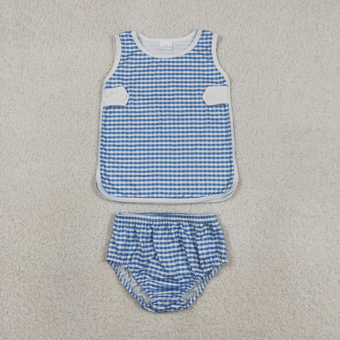 Sibling Baby Boys Girls Kids Plaid Tops Bummie Shorts Sets Summer Clothes RTS