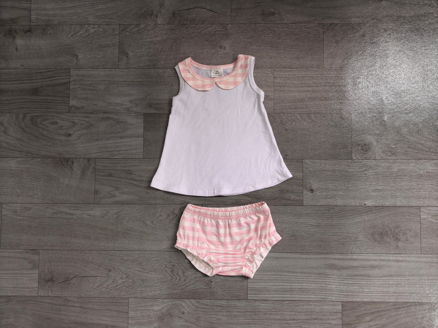 ( No moq ) Preorder Baby Girls Kids Sleeveless Tops Red Plaid Bummie Shorts Set Clothes