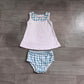 Baby Boys Kids Sleeveless Tops Blue Plaid Bummie Shorts Set Clothes RTS