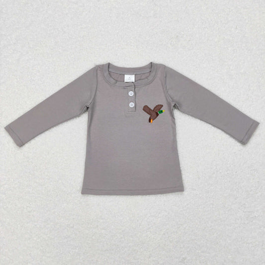 GT0353 Baby Boy Long Sleeves Embroidery Duck Hunting Cotton Shirt