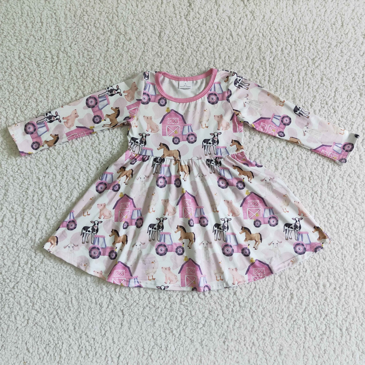 Promotion Baby Girl Long Sleeves Farm Fall Twirl Dress