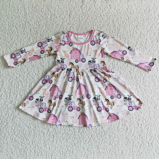 Promotion Baby Girl Long Sleeves Farm Fall Twirl Dress