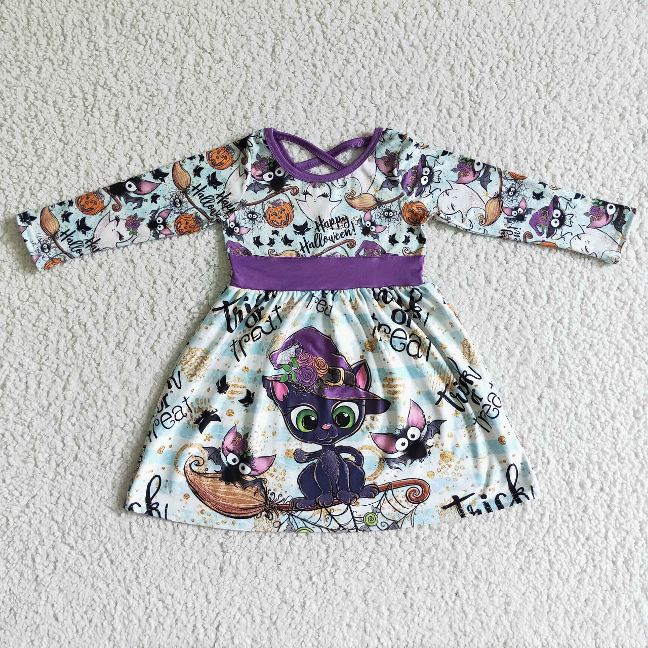 Promotion Baby Girl Halloween Cat Pumpkin Dress