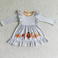 Promotion Baby Girl Long Sleeves turkey Pumpkin Plaid Thanksgiving Dress