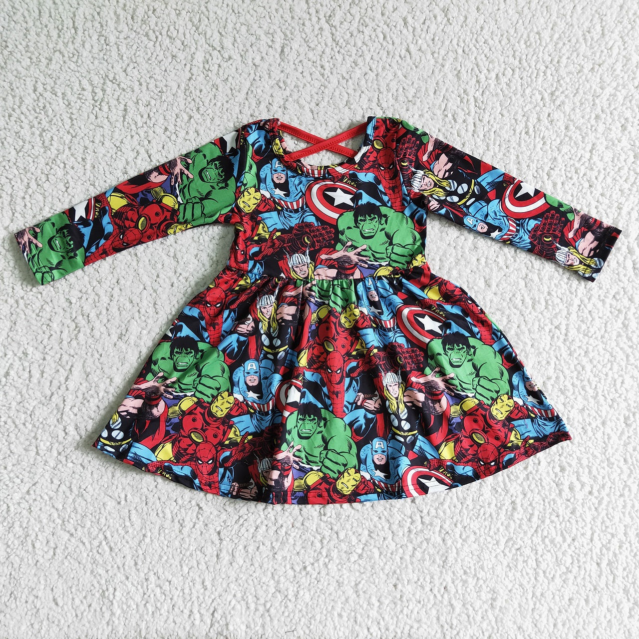 Promotion Baby Girl Long Sleeves Cartoon Twirl Dress