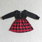 Promotion Baby Girl Black Long Sleeves Christmas Plaid Dress