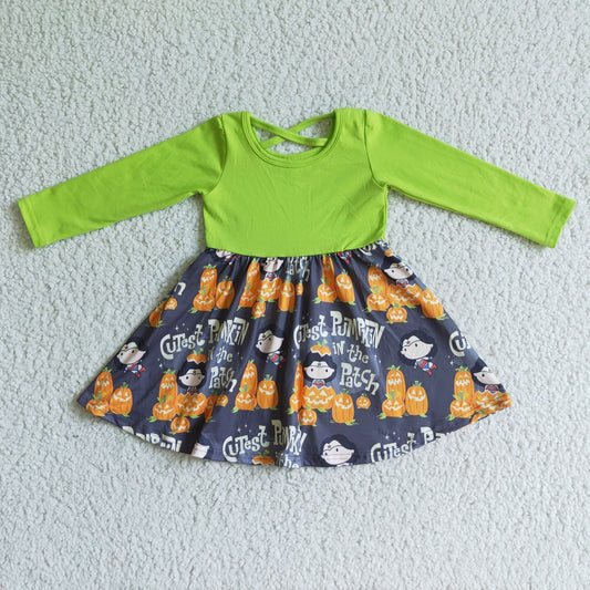 Promotion Baby Girl Toddler Long Sleeves Pumpkin Halloween Dress