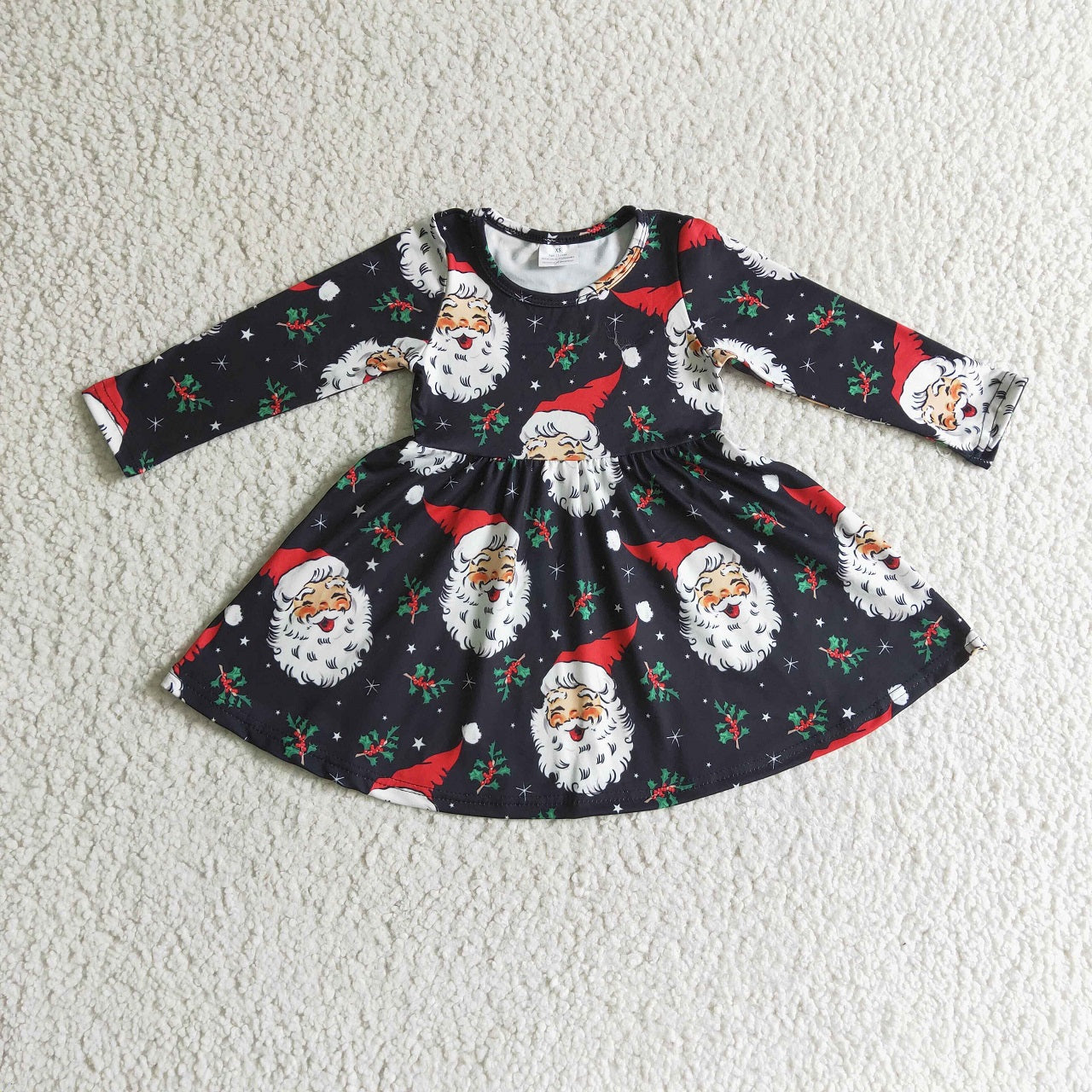 Promotion Baby Girl Christmas Santa Black Twirl Dress