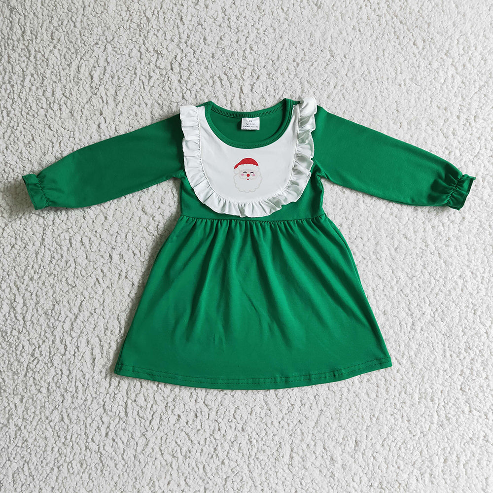 Sibling Girls Kids Green Long Sleeves Santa Christmas Romper Dress Clothes RTS
