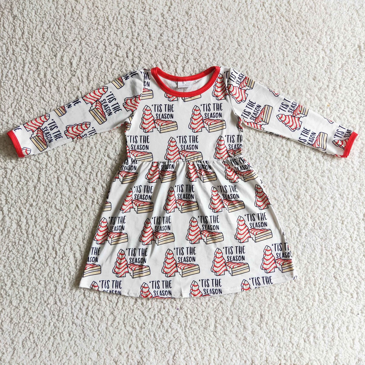 Promotion Baby Girl Long Sleeves Christmas Cake Tree Dress