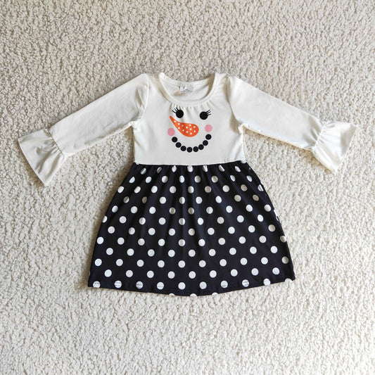 Promotion  Baby Girl Long Sleeves Christmas Snowman Dress