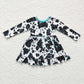 Sibling Baby Girls Kids Long Sleeves Cow Print Western Romper Dress Set Clothes RTS