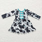 Sibling Baby Girls Kids Long Sleeves Cow Print Western Romper Dress Set Clothes RTS