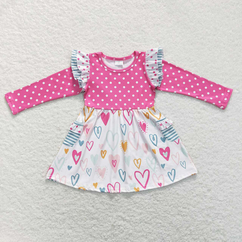 Baby Girl Long Sleeves Valentines Hearts Sibling Romper Dress