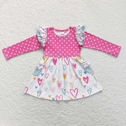 Baby Girl Long Sleeves Valentines Hearts Sibling Romper Dress