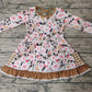 Baby Girl Long Sleeves Flower Pocket Fall Knee Length Dress