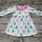 Baby Girl Long Sleeves Christmas Colorful Trees Dress