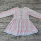 Baby Girl Long Sleeves Pink Bows Christmas Ruffle Dress