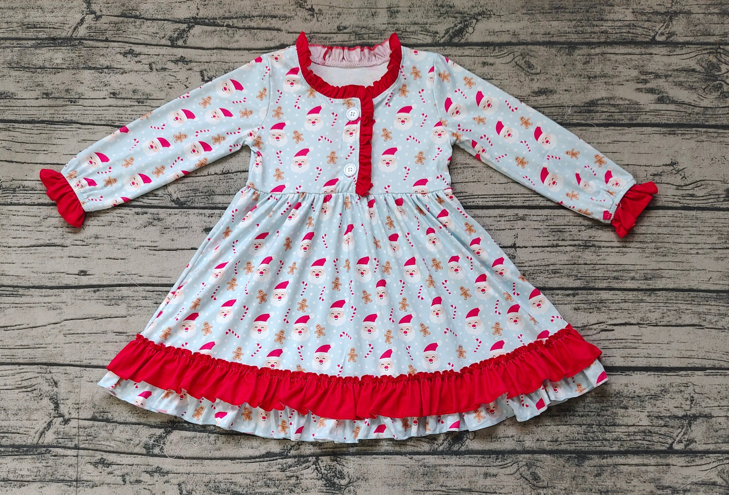 Baby Girl Christmas Santa Candy Cane Ruffle Dress