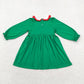 Baby Girl Christmas Embroidery Tree Lights Sibling Green Romper Dress