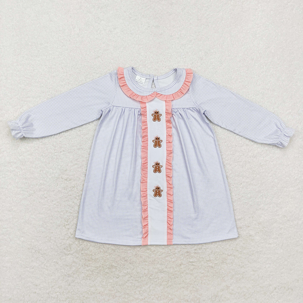 Baby Girl Christmas Embroidery Gingerbread Sibling Dress Set