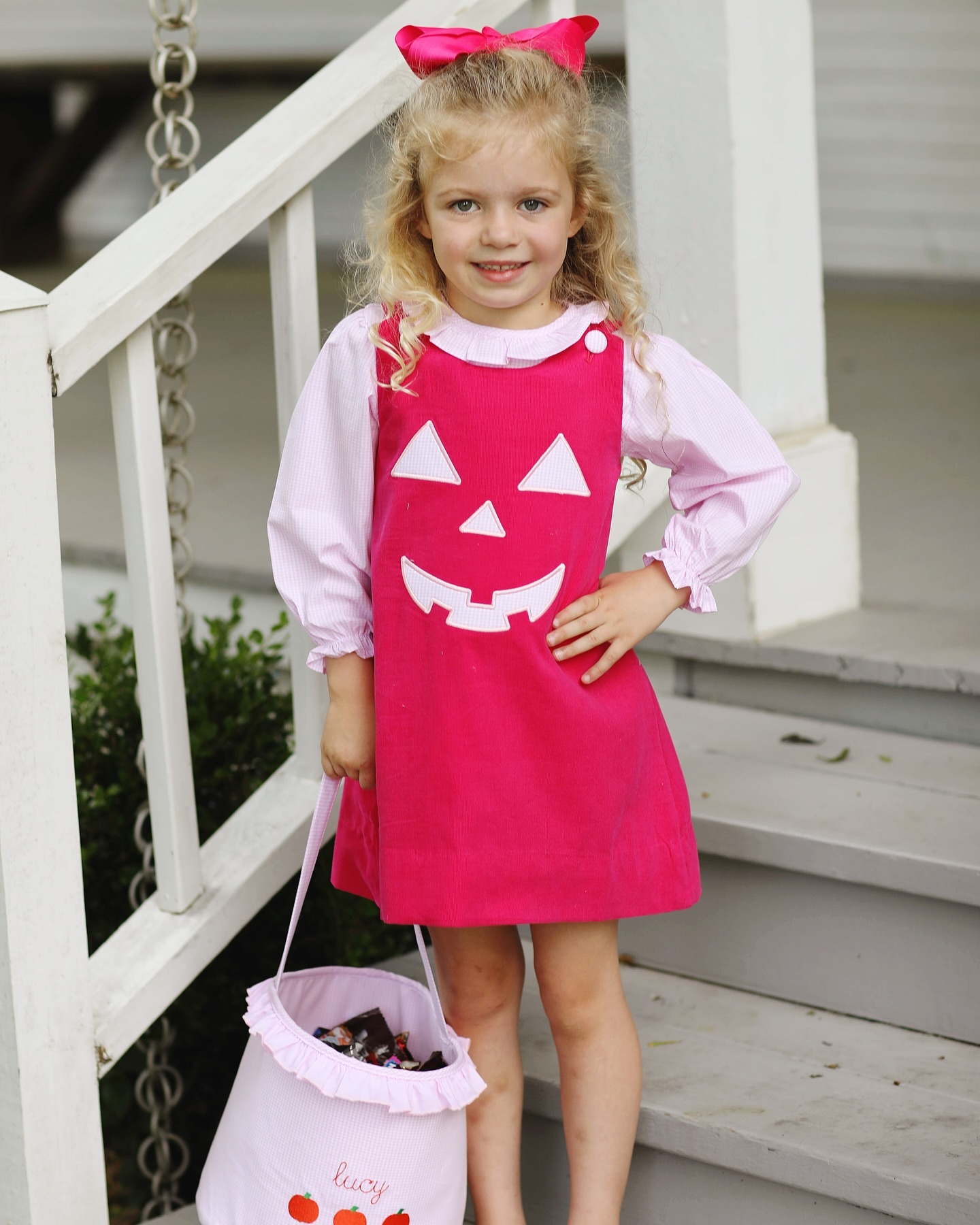 Baby Girl Halloween Embroidery Face Long Sleeves Shirt Dress