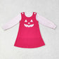 Baby Girl Pink Halloween Face 2pcs Shirt Embroidery Dress Set