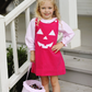 Baby Girl Pink Halloween Face 2pcs Shirt Embroidery Dress Set