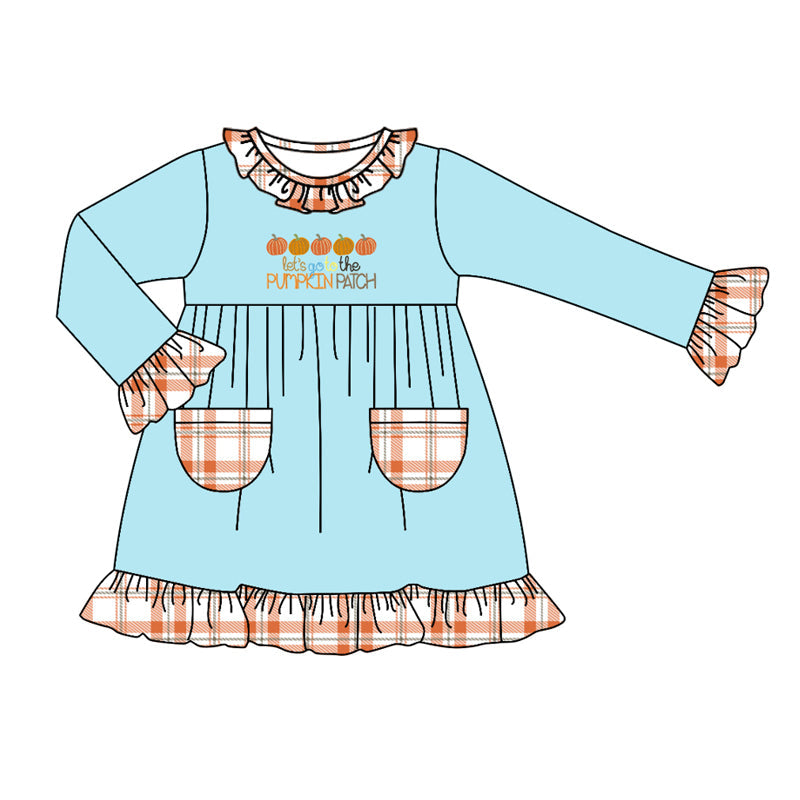 Pre-order Baby Girl Long Sleeves Pumpkin Pocket Dress