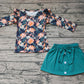 Baby Girl Long Sleeves Flower Shirt Green Skirt Set