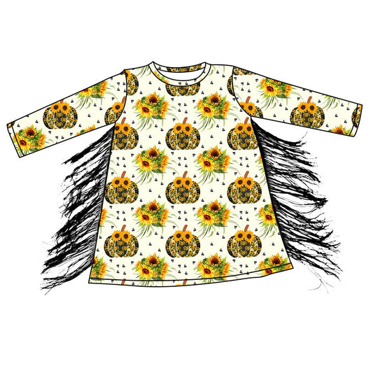 Pre-order Baby Girl Sunflower Leopard Pumpkin Tassel Dress