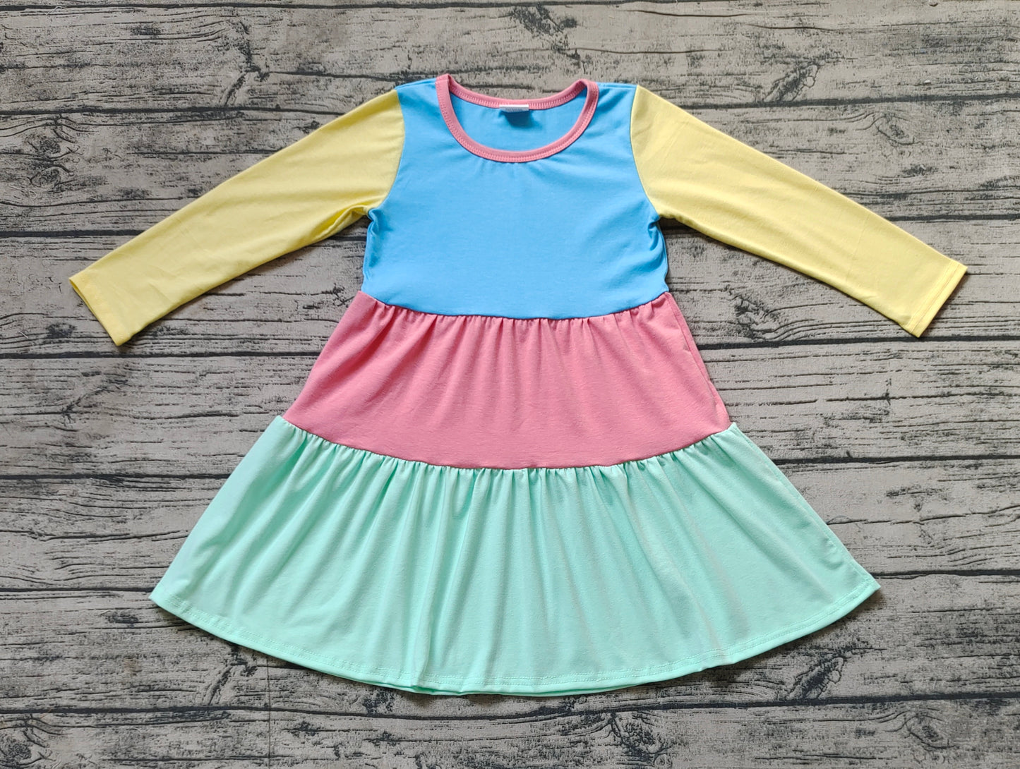 Baby Girl Long Sleeves Colorful Cotton Dress