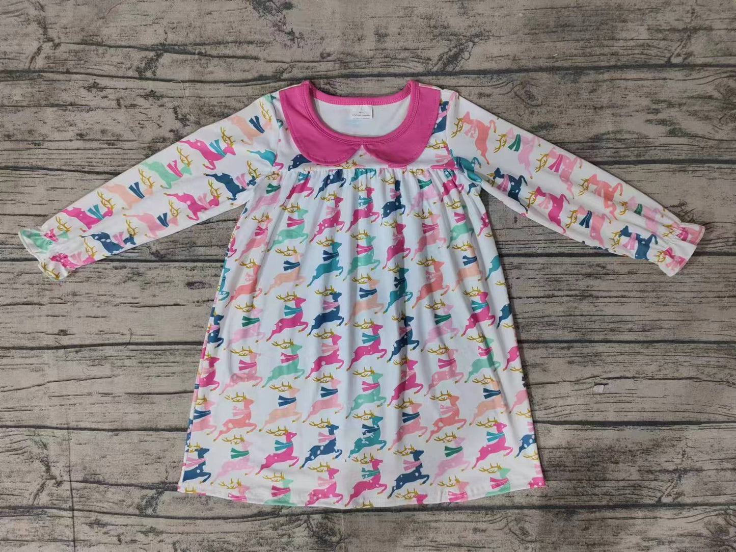 Baby Girl Long Sleeves Christmas Deer Dress