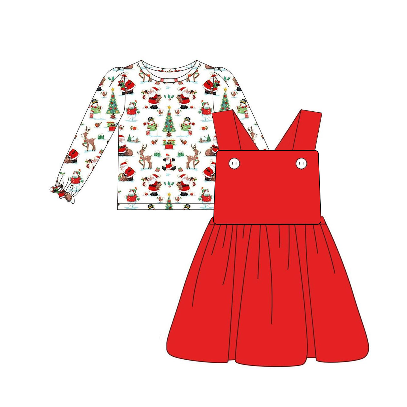 Pre-order Baby Girl Red Cotton Dress Christmas Shirt Clothes Set