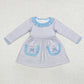 Baby Girl Long Sleeves Embroidery Bow Stripes Sibling Sister Romper Dress Clothes