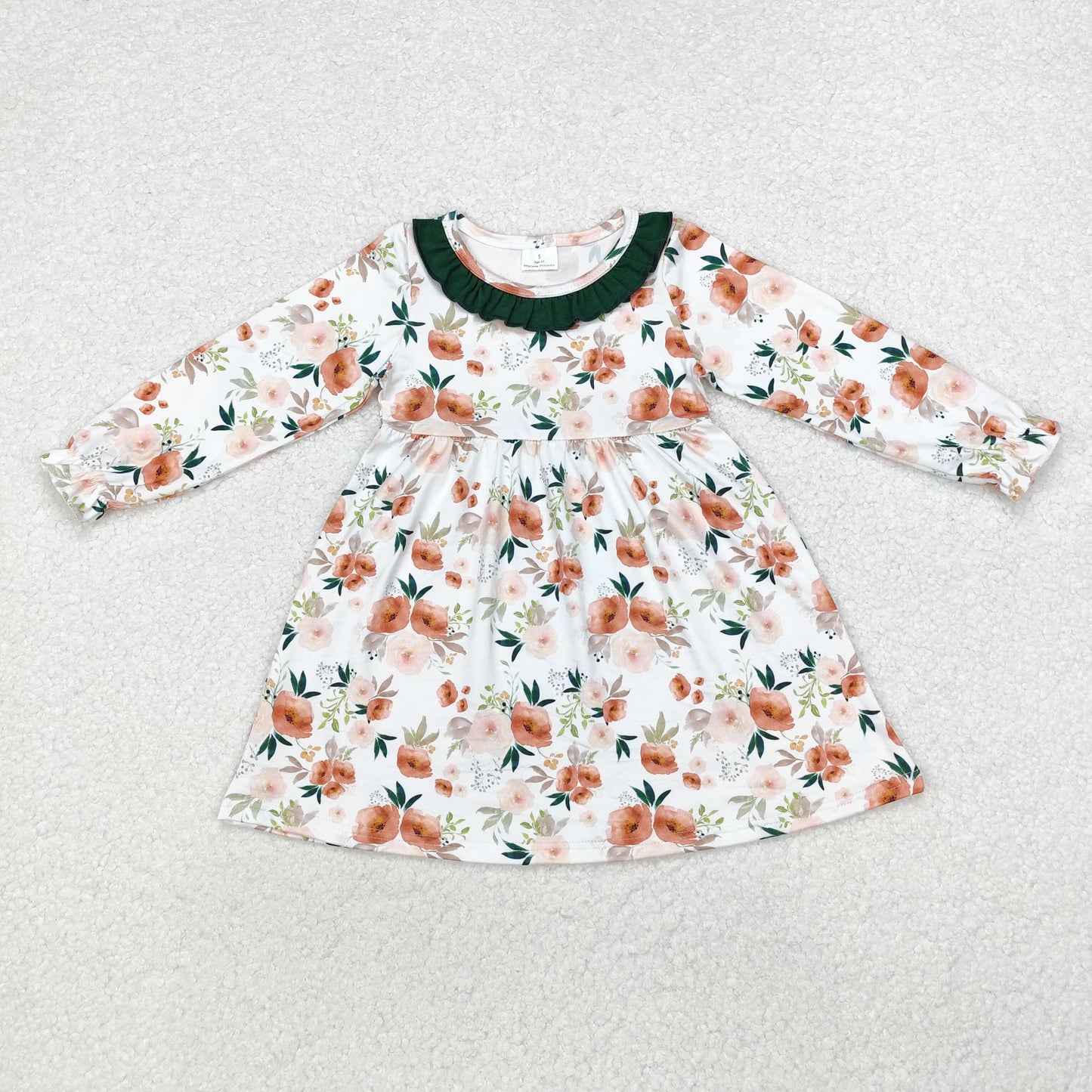 Sibling Baby Girls Kids Long Sleeves Flowers Knee Length Dresses RTS