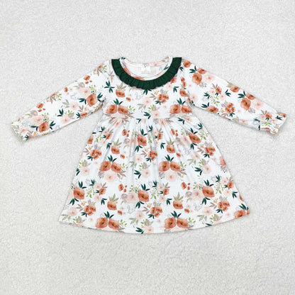 Sibling Baby Girls Kids Long Sleeves Flowers Knee Length Dresses RTS